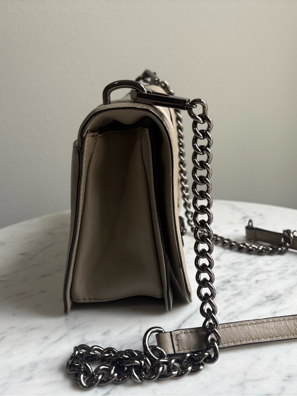 Rebecca Minkoff Geo Quilted Love Crossbody Bag Taupe Leather NWT $295 MSRP - Picture 4 of 13